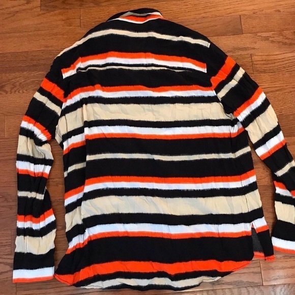 MICHAEL KORS COLOR BLOCK SYRIPE BLOUSE LARGE - Picture 2 of 3